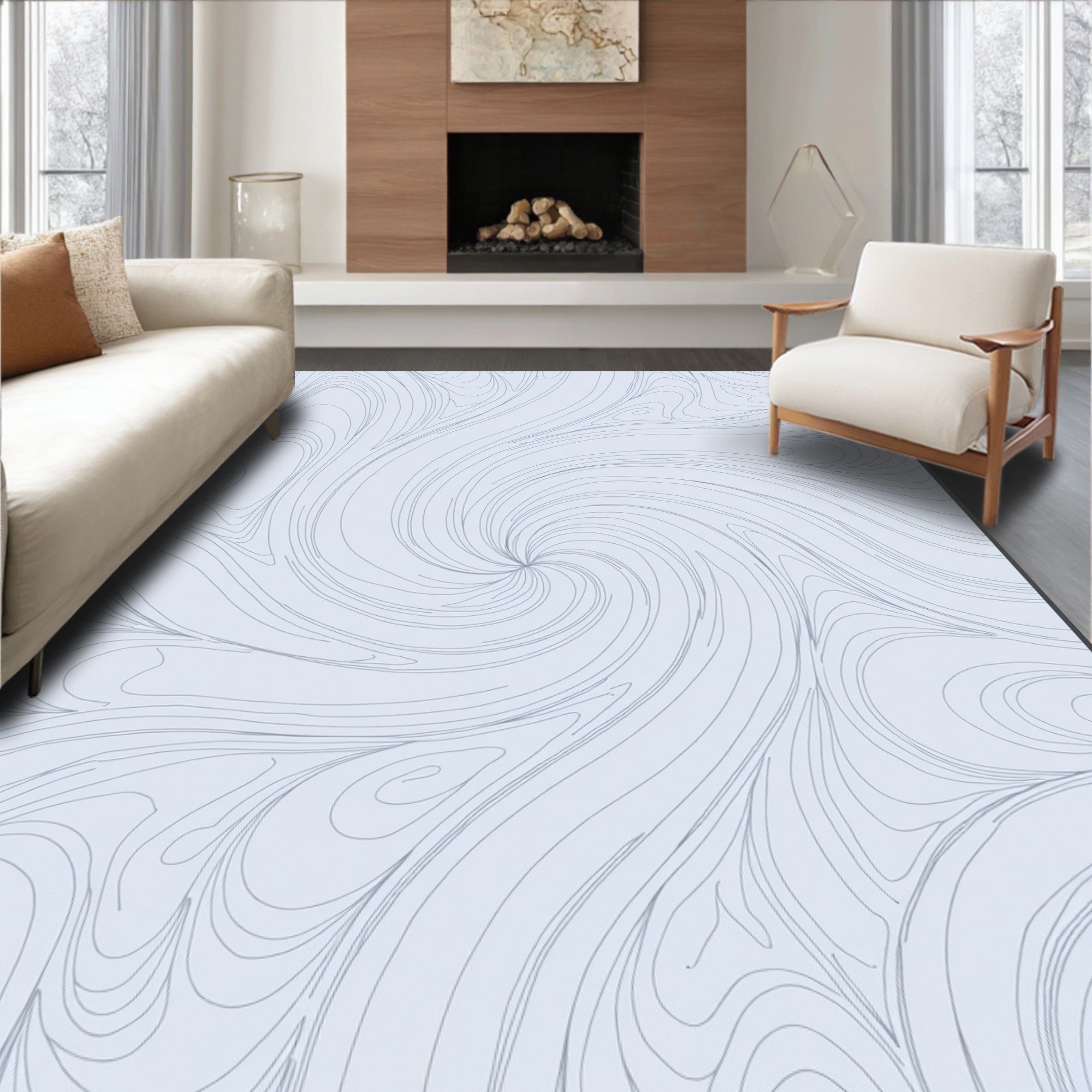Swirl Abstract Line Pattern Rug