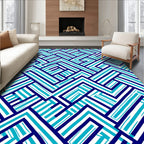 Interlocking Blue Geometric Abstract Rug