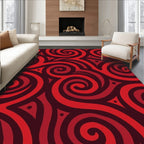 Red Swirling Tribal Pattern Rug