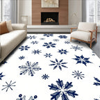 Navy Blue Snowflake Scatter Rug