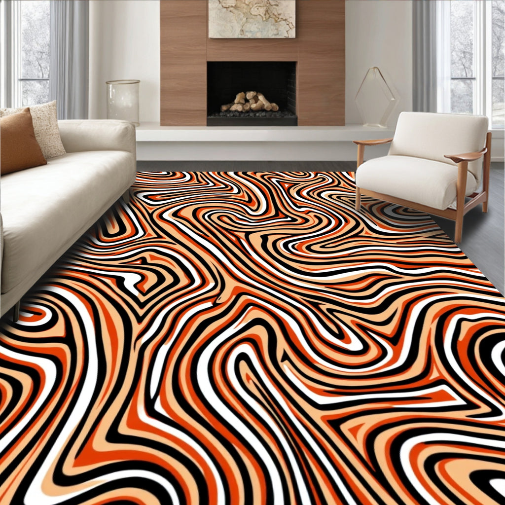 Abstract Wavy Striped Pattern Rug