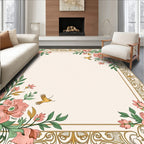 Floral Birds Border Design Rug
