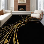 Golden Stylized Floral Branches Rug