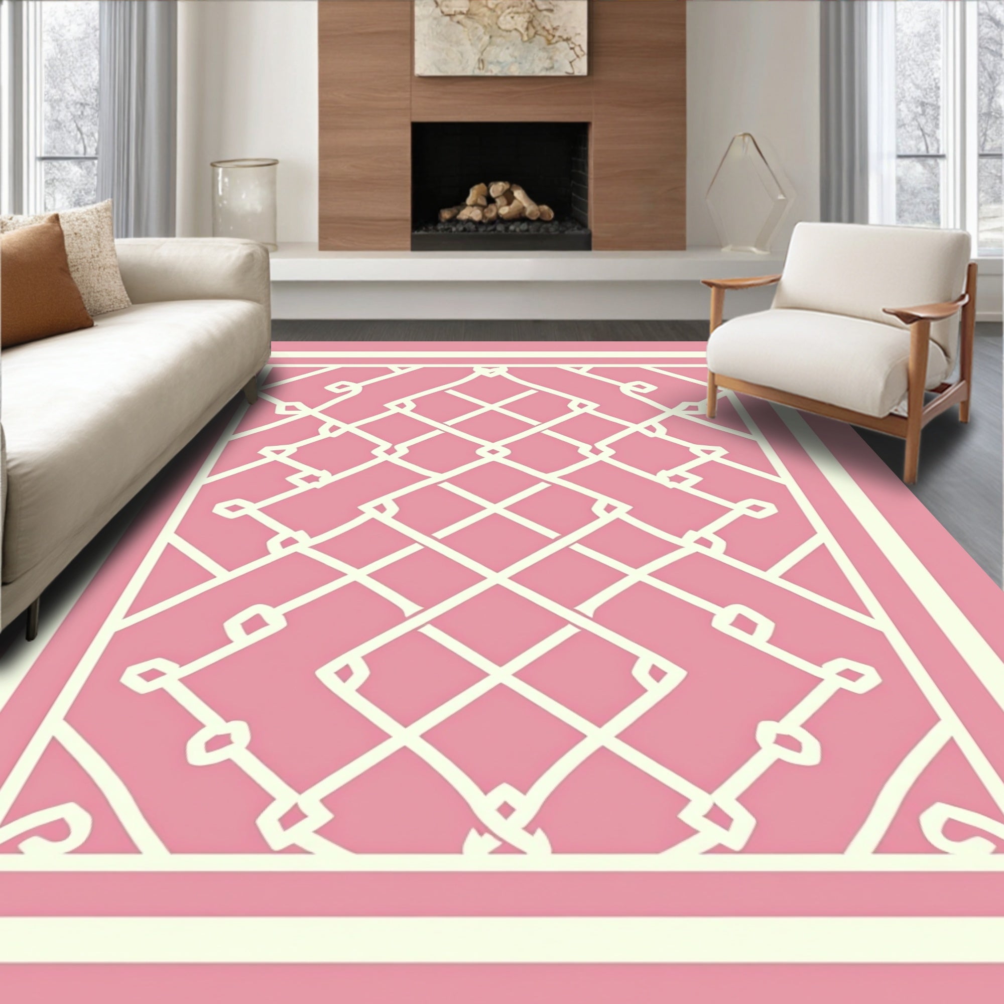 Ornate Geometric Lattice Pattern Rug
