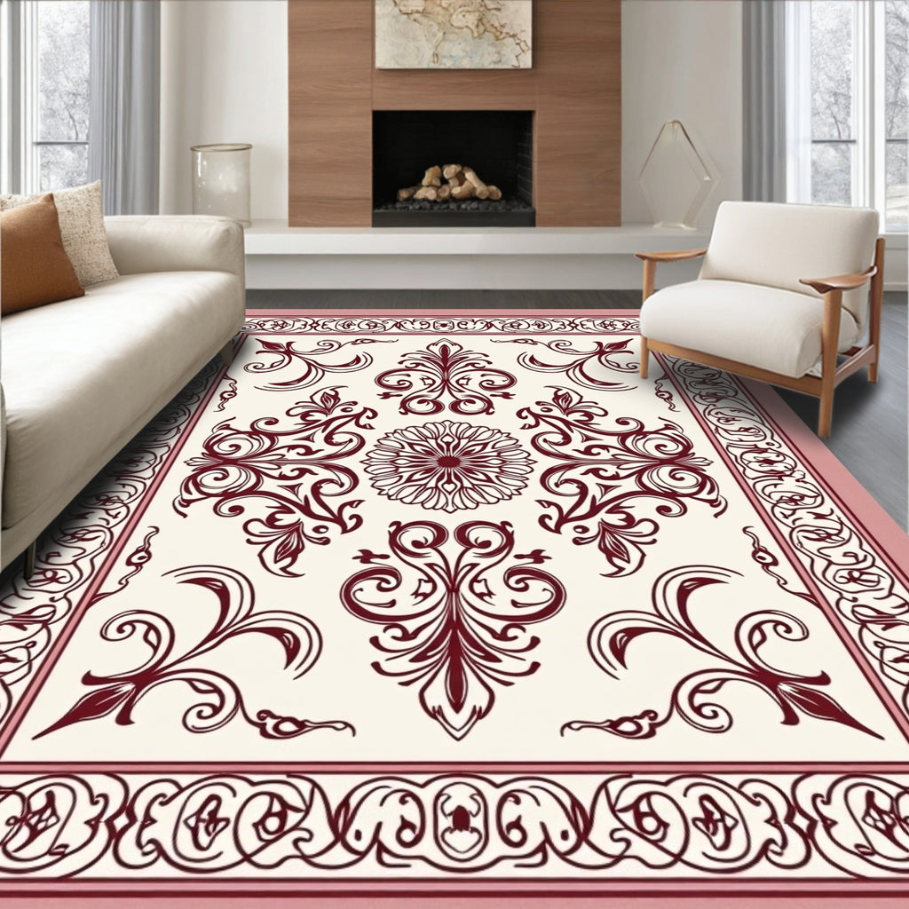 Classic Floral Medallion Damask Pattern Rug