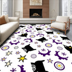 Whimsical Black Purple Star Pattern Rug