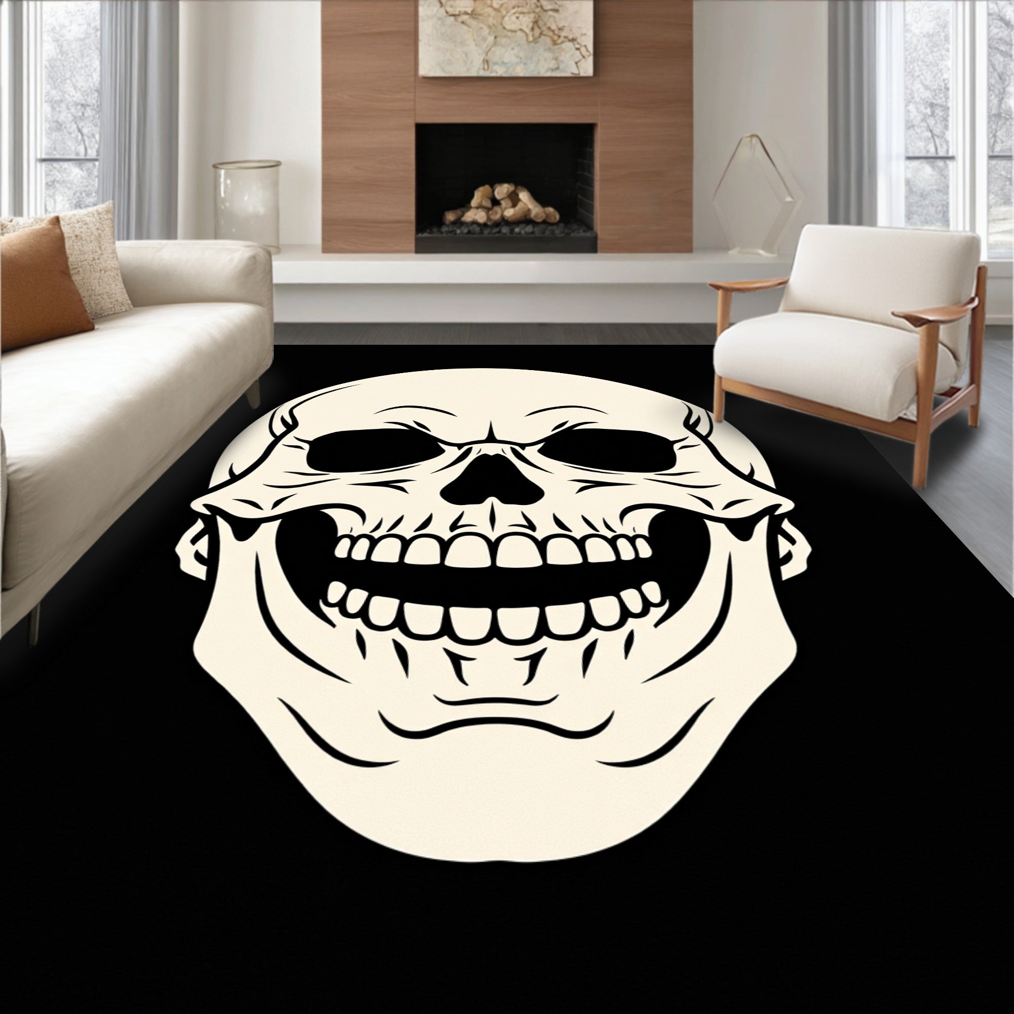 Gothic Skull Illustration Rug