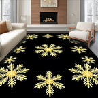 Golden Snowflake Array Black Rug