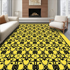 Intricate Black And Yellow Geometric Pattern Rug