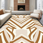 Brown White Geometric Chevron Composition Rug
