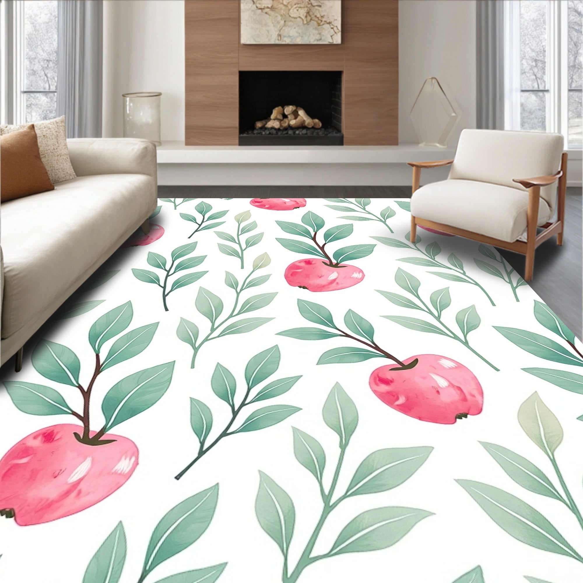 Pink Apple branch Pattern Rug