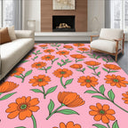 Retro Orange Floral Patternrug Rug