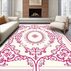Ornate Floral Scrollwork with Pink Accents Rug