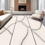 Cream Swirl Abstract Organic Art Rug