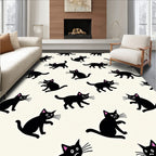 Black Cat Patterned Whimsical Rug