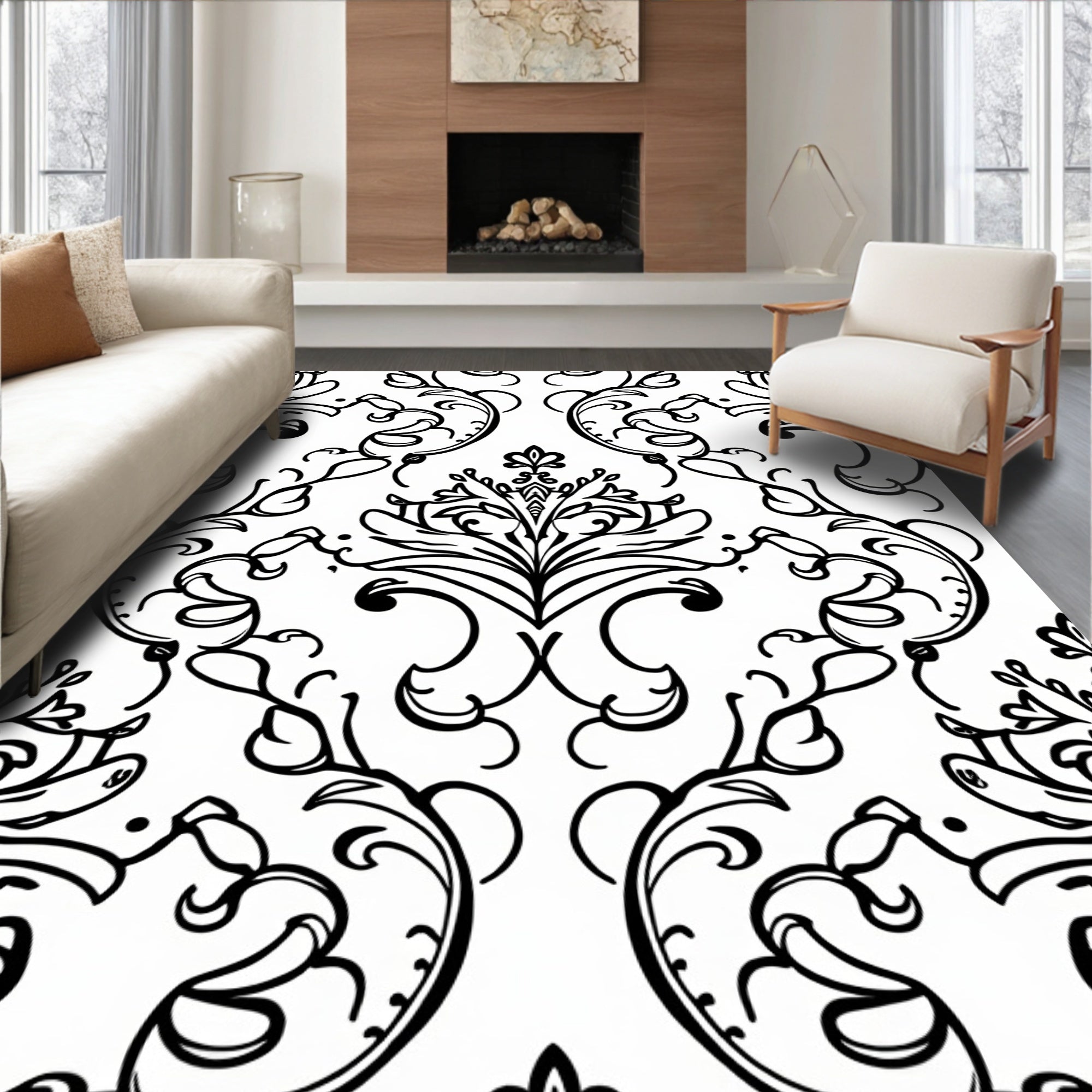 Classic Floral Scrollwork Pattern Rug