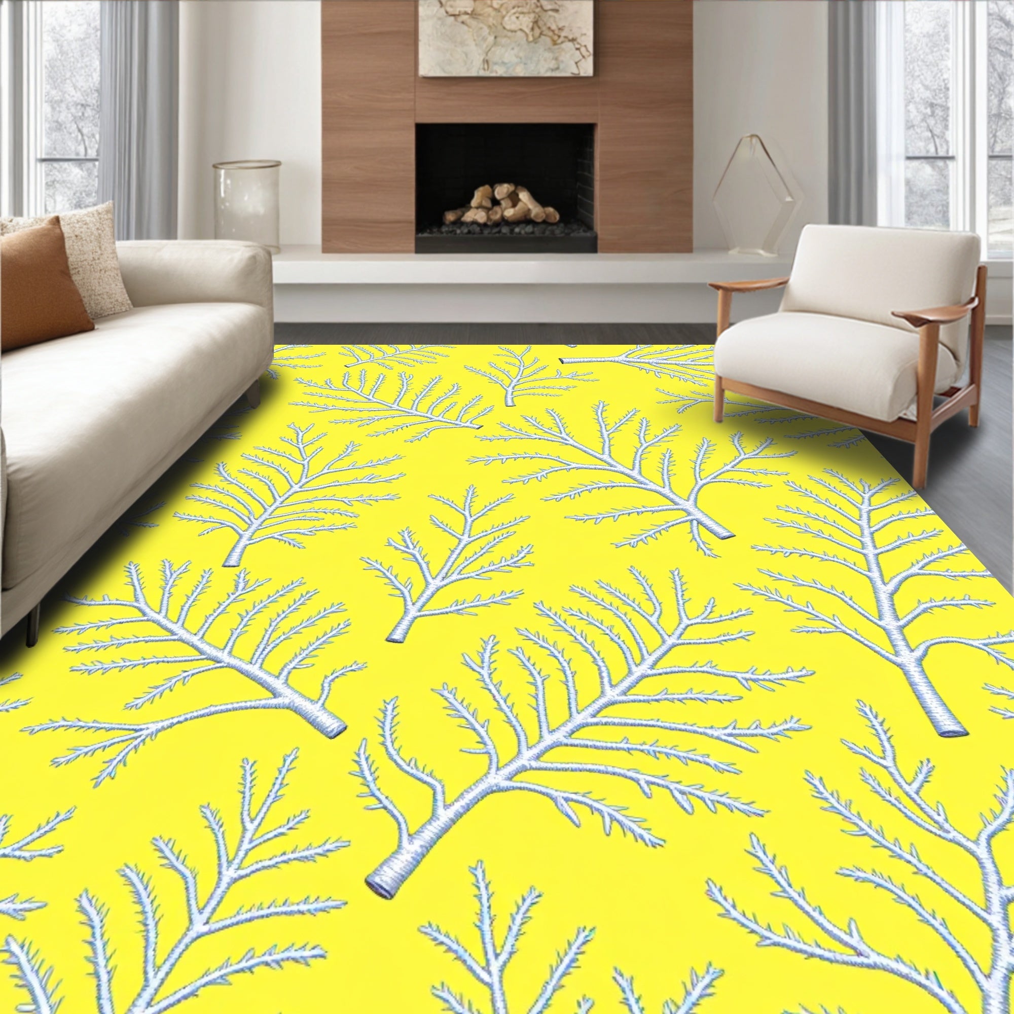 Coral Branch Pattern Rug