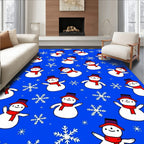 Charming Snowman And Snowflake Print Rug