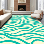 Teal Aqua Wavy Stripe Pattern Rug