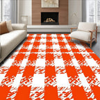 Red White Gingham With Texture Rug