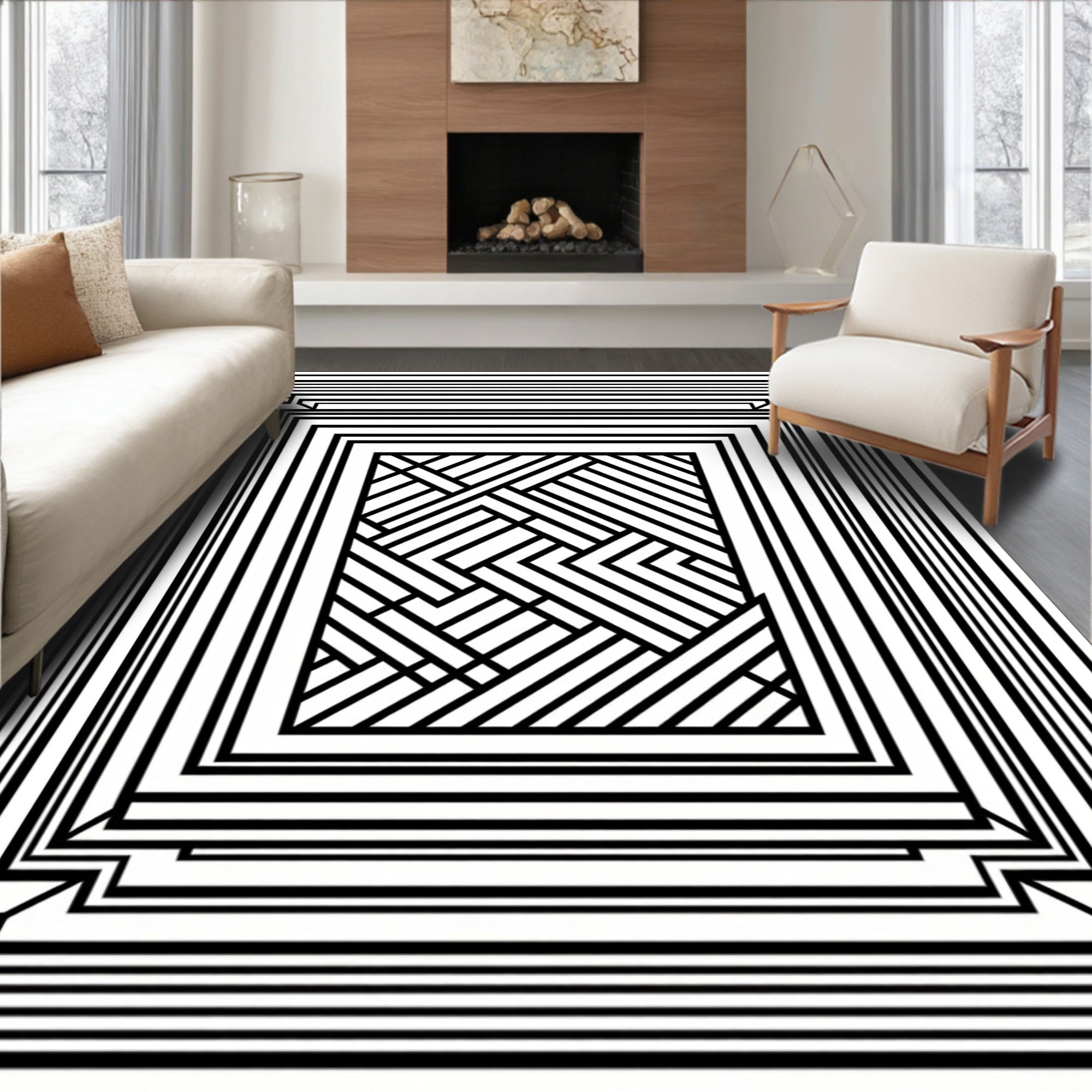 Abstract Linear Geometric Layered Rug