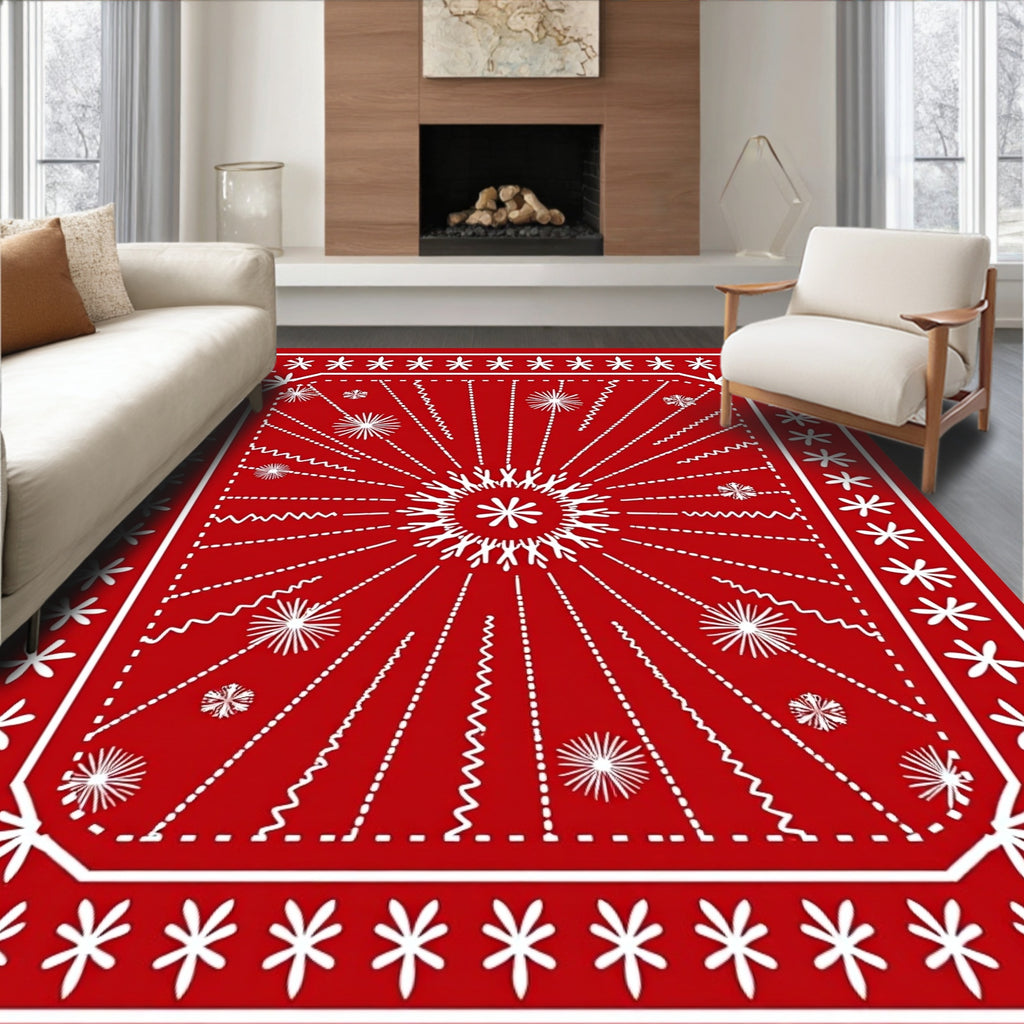 Radiant Snowflake Burst Pattern Rug