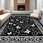 Elegant Butterfly Scroll Pattern Design Rug