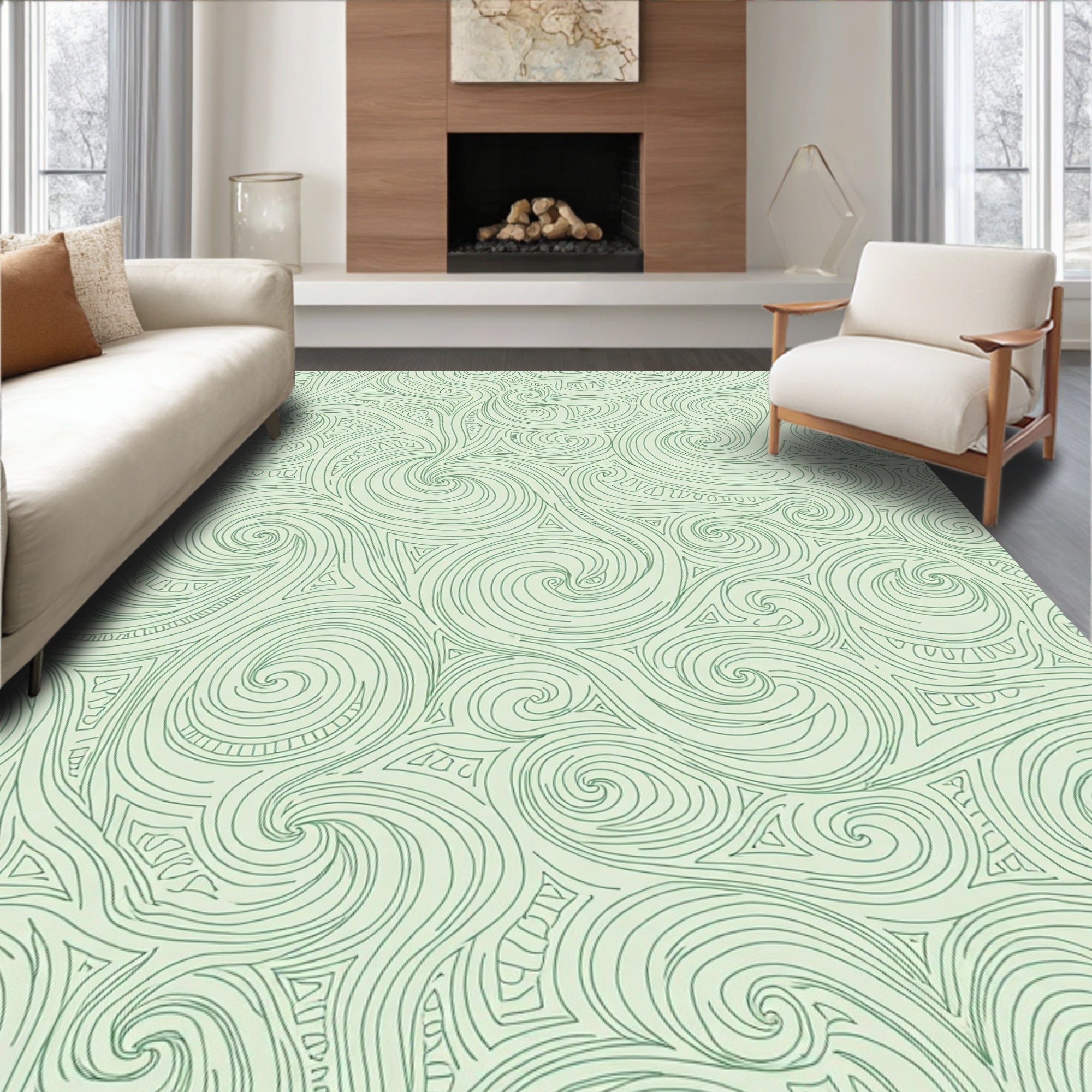 Abstract Swirl Graphic Design Rug