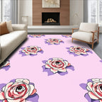 Whimsical Rose Pattern With Skull Eyes Rug