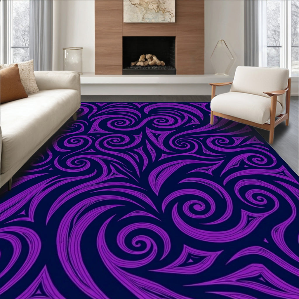 Purple Swirl Abstract Pattern Rug