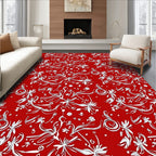 Red Floral Vine Whimsical Pattern Rug