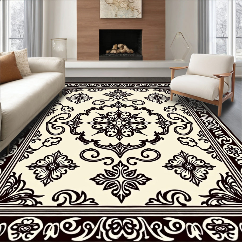 Classic Ornate Floral Scroll Pattern Rug