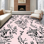 Hand-Drawn Whimsical Birdhouse Botanical Pattern Rug