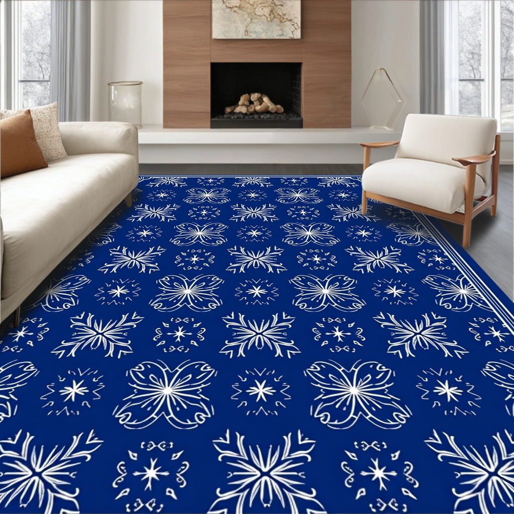 Lapis White Floral Labyrinth Rug