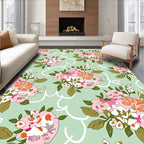 Pastel Floral Pattern with Scalloped Accents Rug