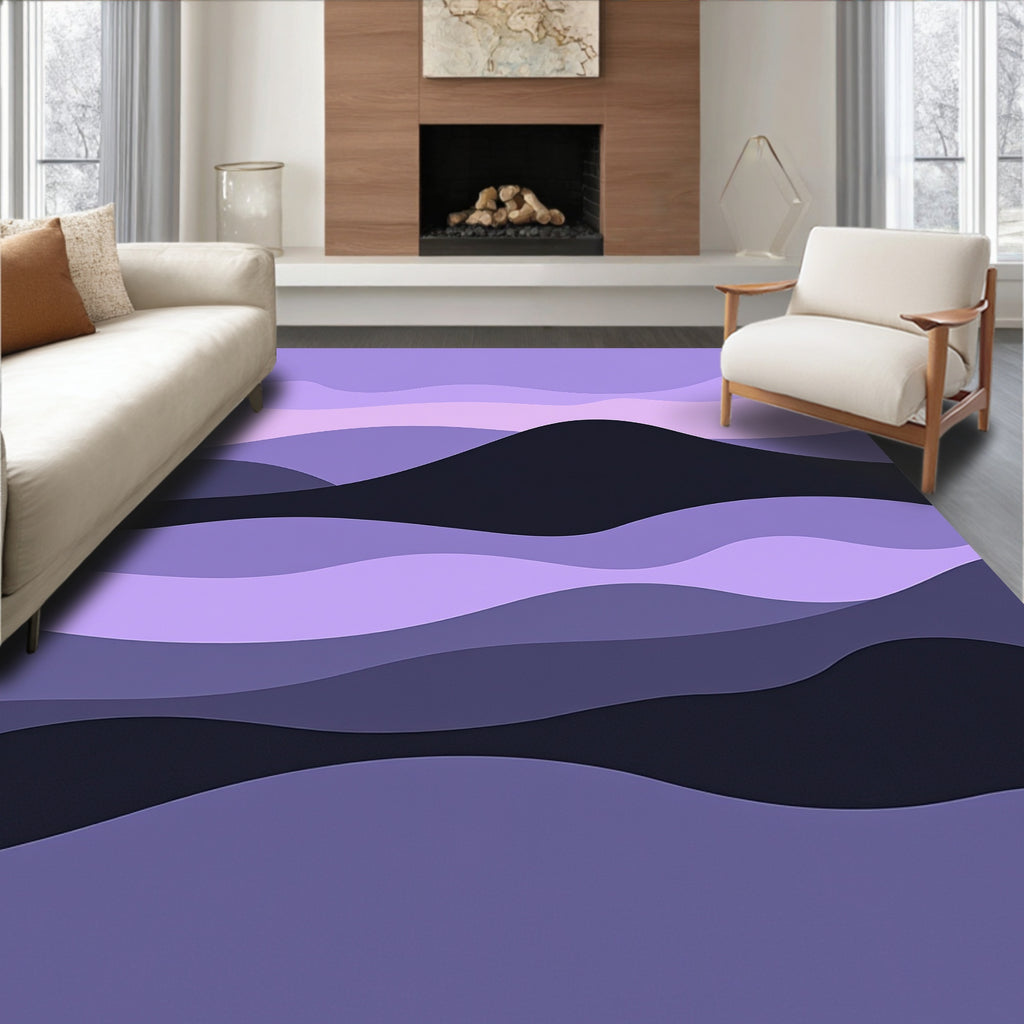 Serene Lavender Wave Landscape Rug