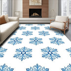 Blue Floral Hexagonal Pattern Rug