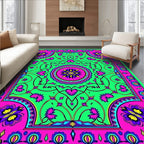 Vibrant Floral Mandala Patterned Rug