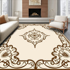 Elegant Brown Floral Scrollwork Rug