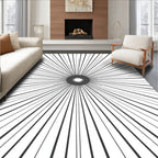 Starburst Black and White Lines Rug