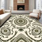 Olive Green Intricate Mandala Pattern Rug