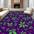 Vibrant Green Foliage With Red Berries Rug