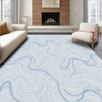 Abstract Blue Wavy Contour Pattern Rug