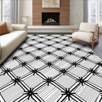 Monochrome Starburst Diamond Pattern Rug