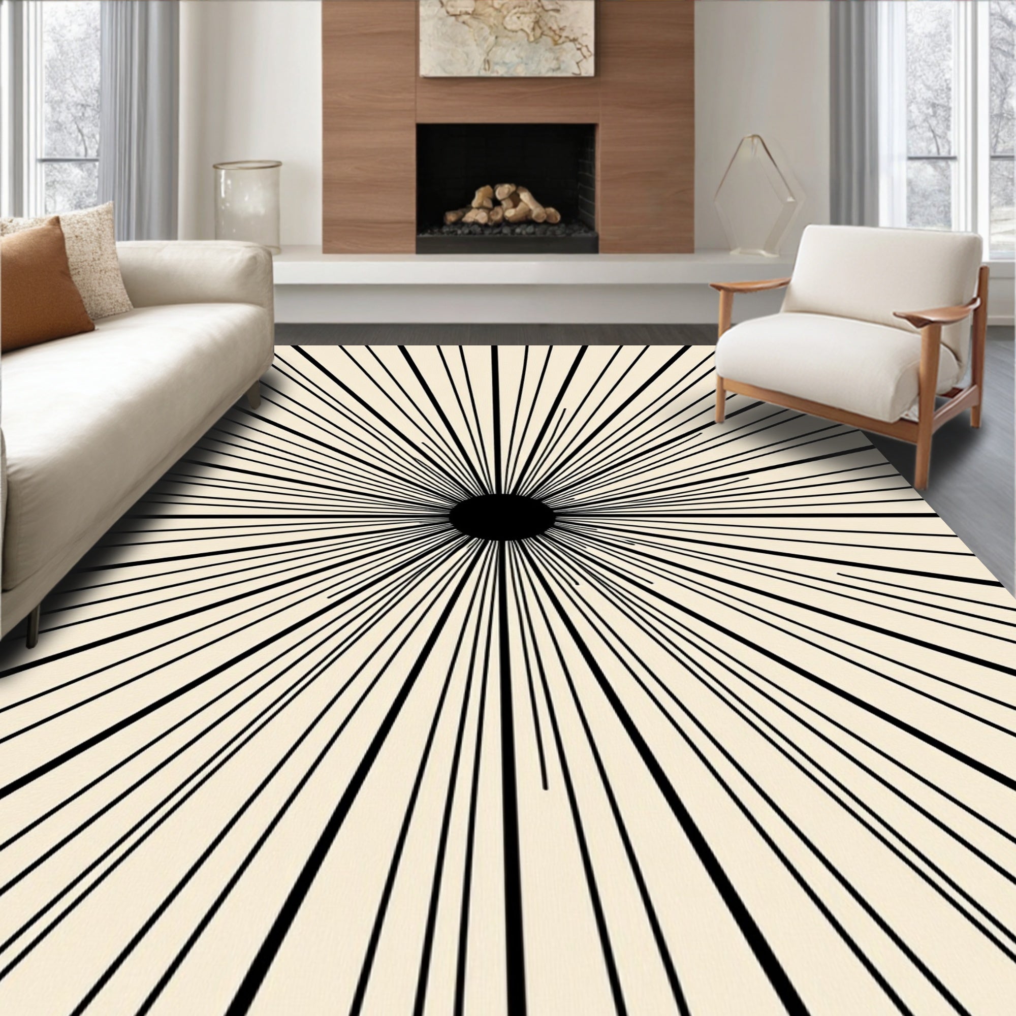 Minimalist Sunburst Geometric Design Rug