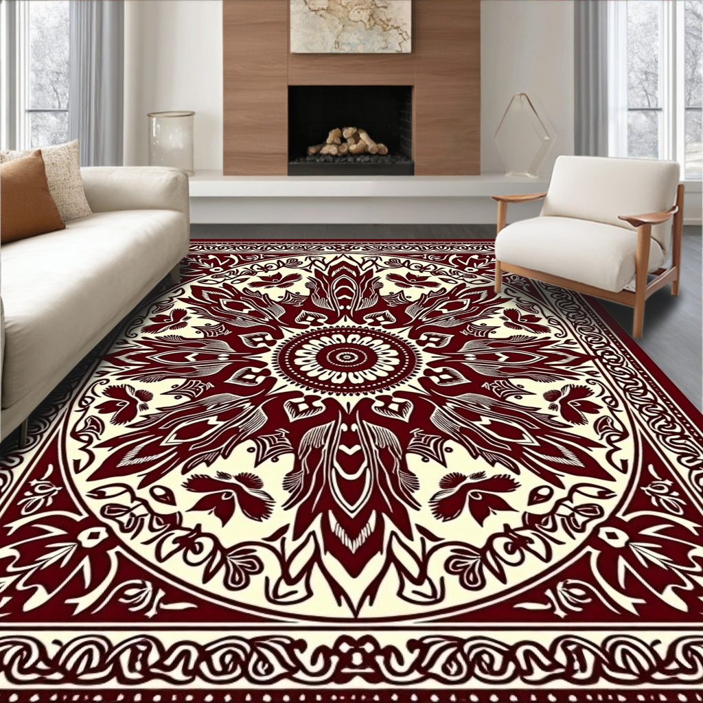 Intricate Floral Mandala Pattern Rug