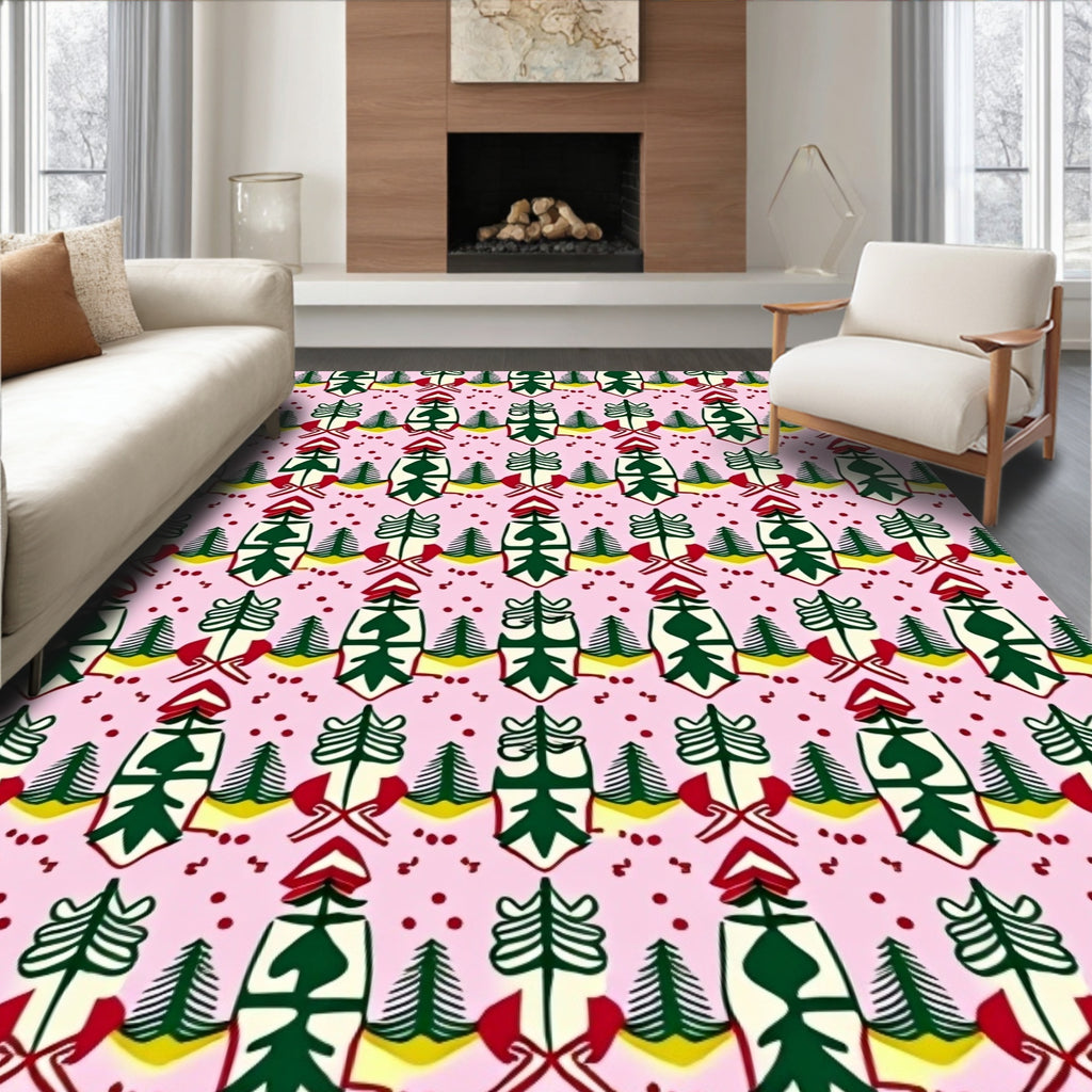 Whimsical Forest Tree Pattern Rug