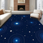 Blue Celestial Orbit Pattern Rug