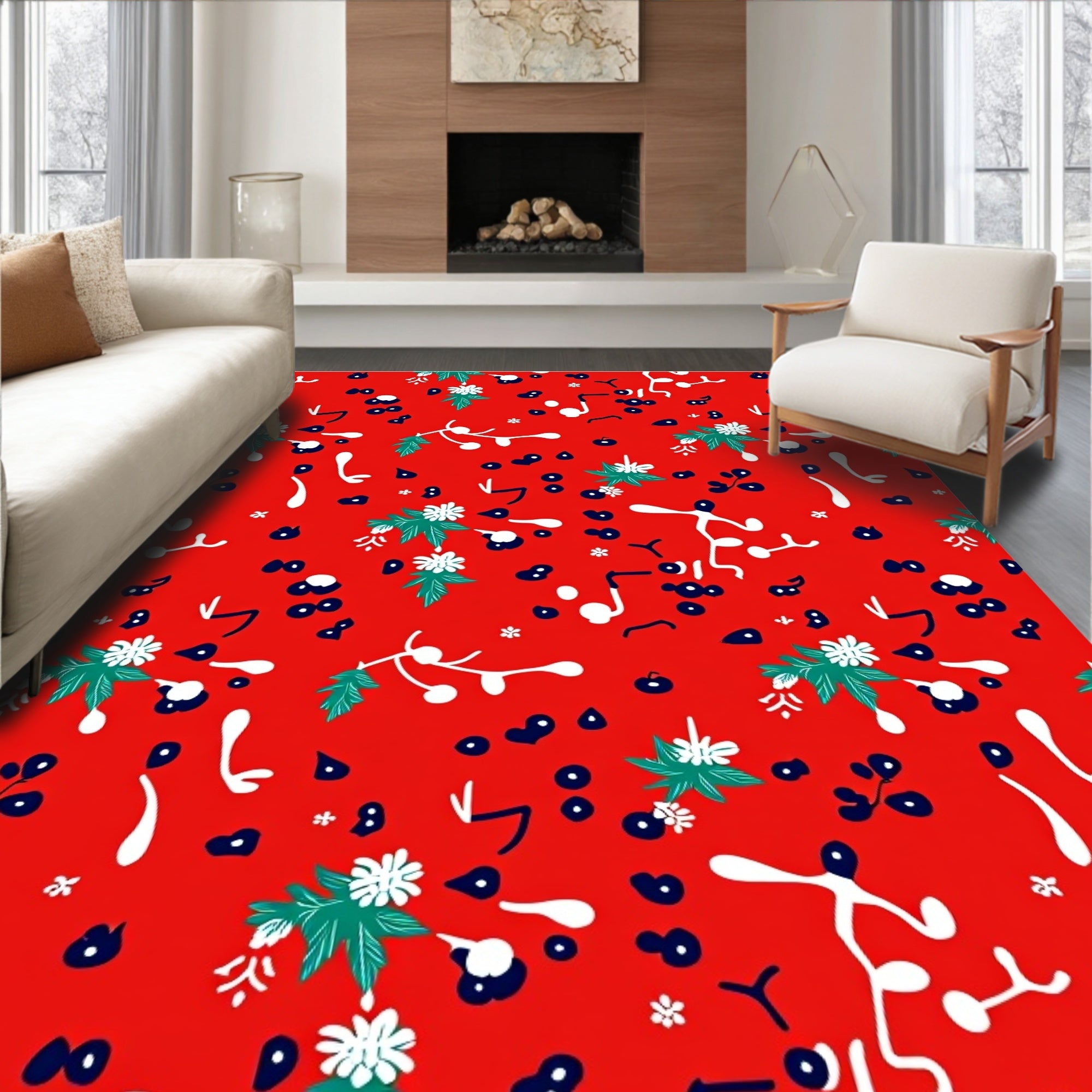 Whimsical Floral Berry Scatter Rug