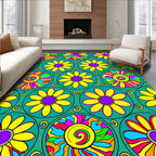 Retro Flower Power Circles Rug